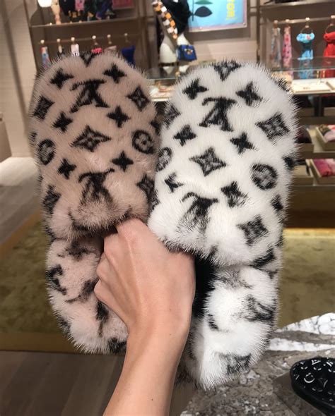 lv mink slippers|louis vuitton monogram fur slippers.